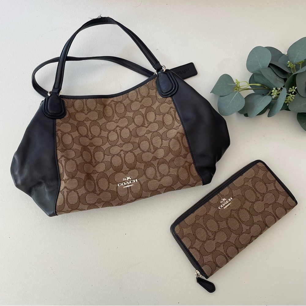 Coach Signature Logo Handbag & Wallet